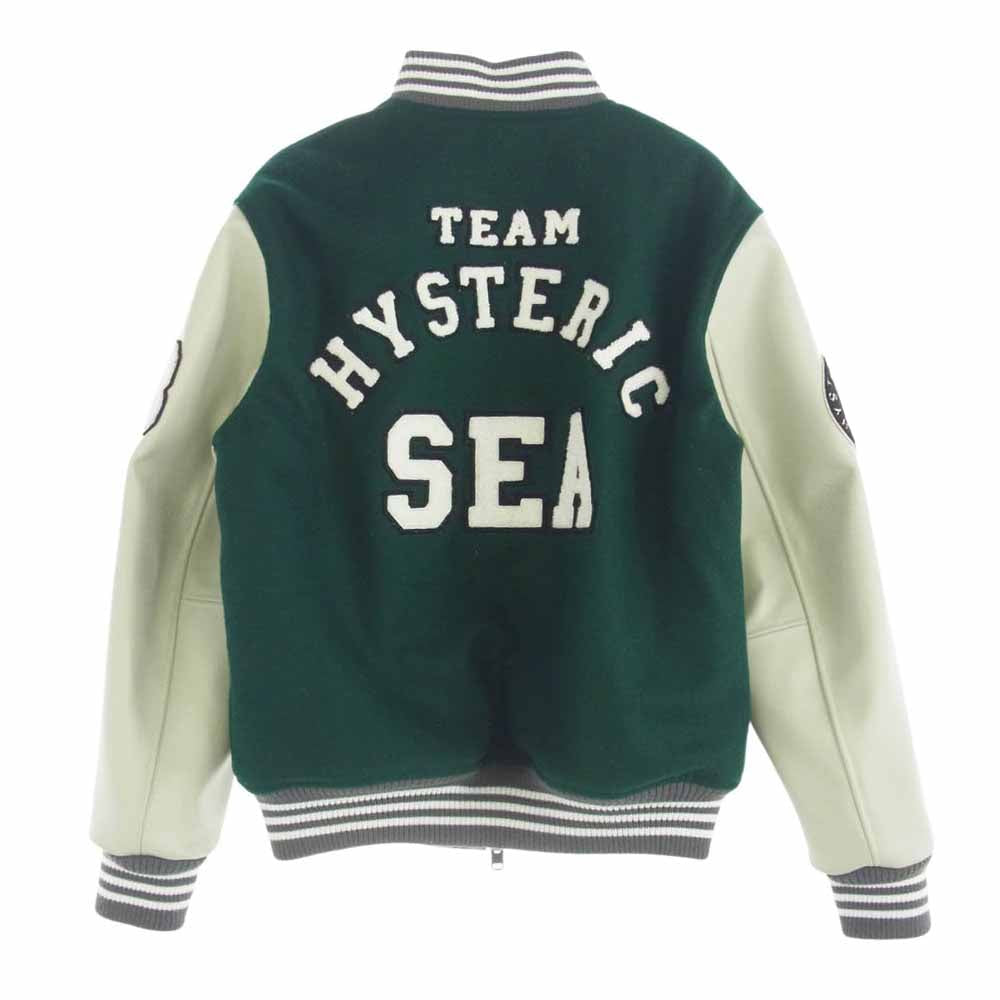 HYSTERIC GLAMOUR ヒステリックグラマー × WIND AND SEA ウィンダンシー 21AW WDS-HYS-3-01 TEAM STADIUM JUMPER バーシティ ジャンパー スタジャン ブルゾン グリーン系 M【中古】