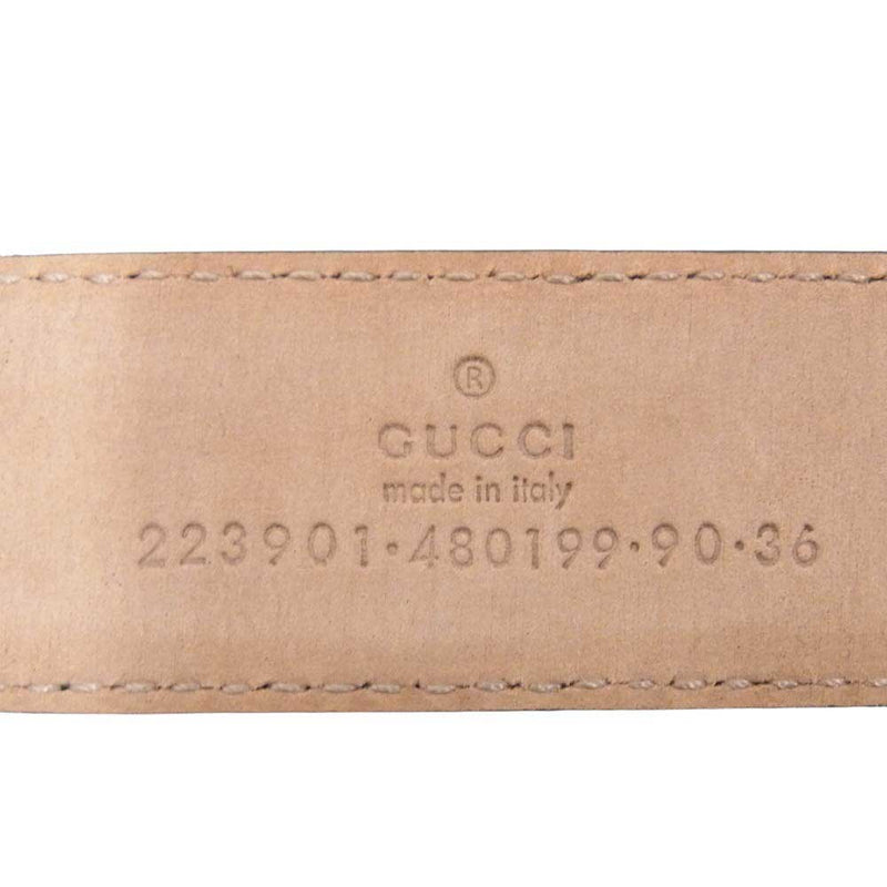 GUCCI グッチ 223901 GG柄 シマ カーフスキン レザー ベルト ブラック系【中古】