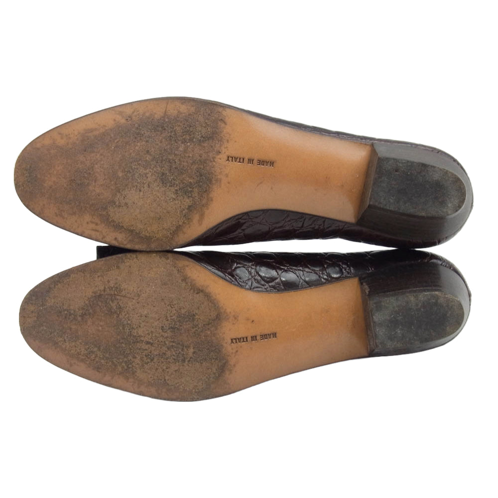 Salvatore Ferragamo サルヴァトーレフェラガモ 69779 リボン レザー パンプス シューズ ブラウン系 6.5【中古】
