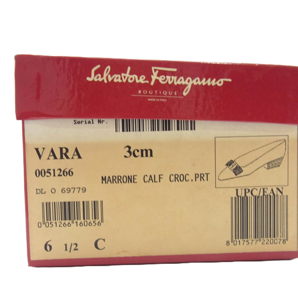 Salvatore Ferragamo サルヴァトーレフェラガモ 69779 リボン レザー パンプス シューズ ブラウン系 6.5【中古】