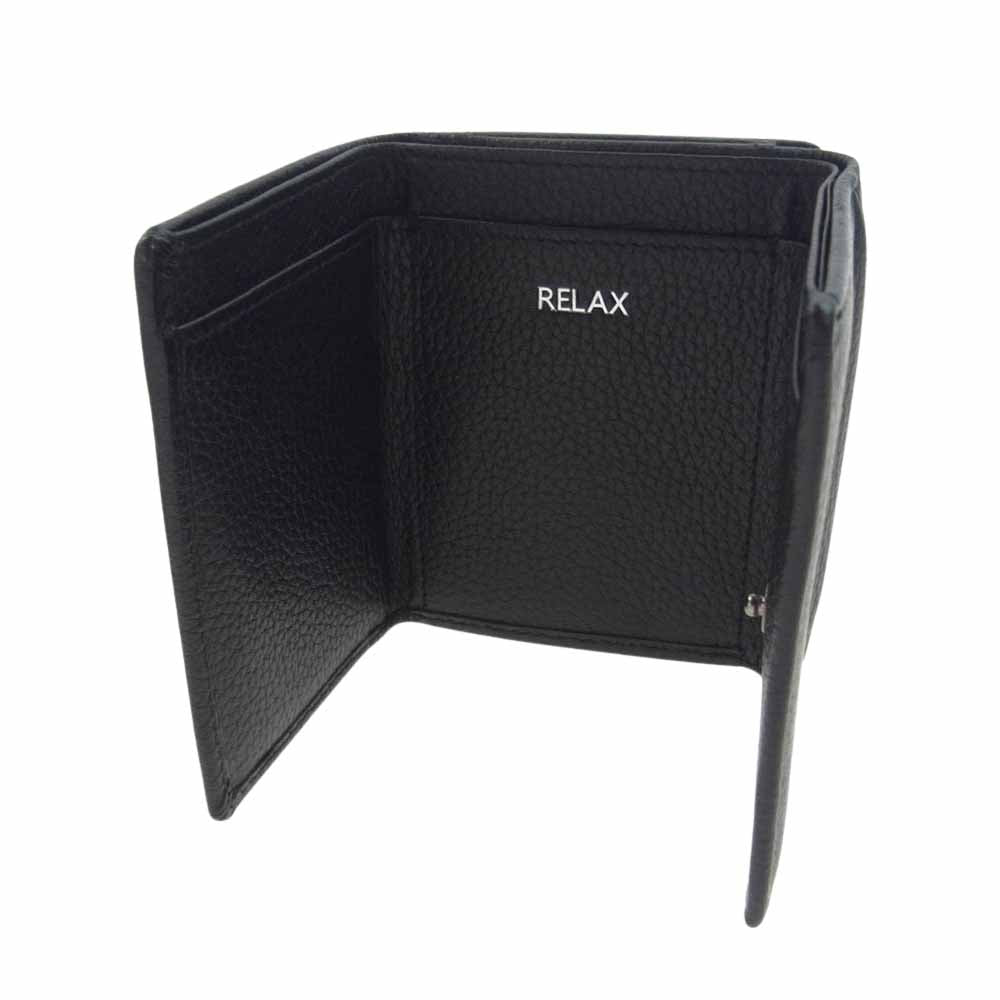 1piu1uguale3 ウノピュウノウグァーレトレ USW-24003W RELAX リラックス COW LEATHER カウレザー 三つ折り ミニ ウォレット ブラック系【新古品】【未使用】【中古】