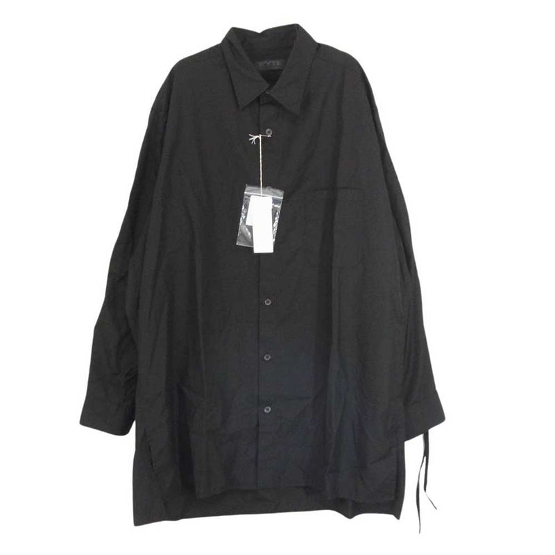 Yohji Yamamoto ヨウジヤマモト 24SS UY-B03-080-2 s'yte サイト COTTON BROAD CLOTH OVERSIZED SHIRT コットン ブロード クロス オーバーサイズ ストリング シャツ ブラック系 3【新古品】【未使用】【中古】