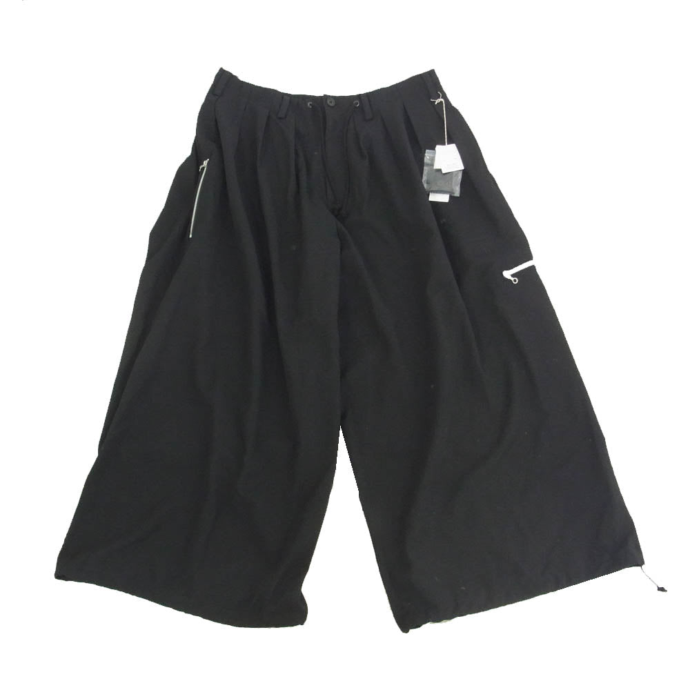 Yohji Yamamoto ヨウジヤマモト 24SS UY-P10-101 s'yte サイト WASHER FINISHED WOOL GABARDINE BALLOON PANTS WITH ZIPPER POCKETS ウールギャバジン ジッパー ポケット バルーンパンツ ブラック系 3【新古品】【未使用】【中古】