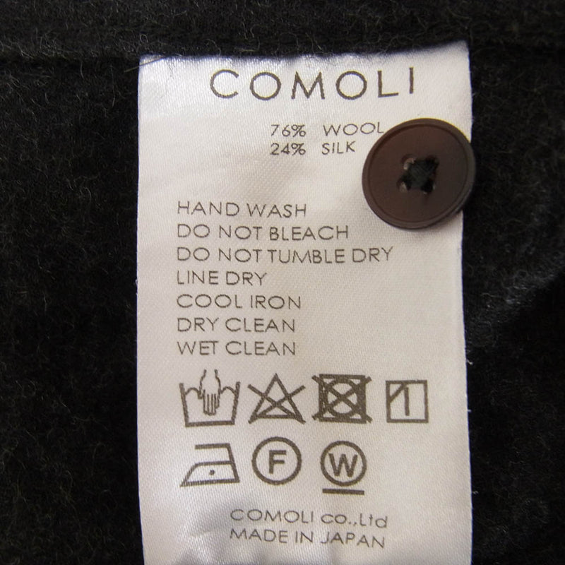 COMOLI コモリ 19AW Q03-02004 ウール シルク プルオーバー ロングスリーブ 長袖 シャツ ブラック系 1【中古】