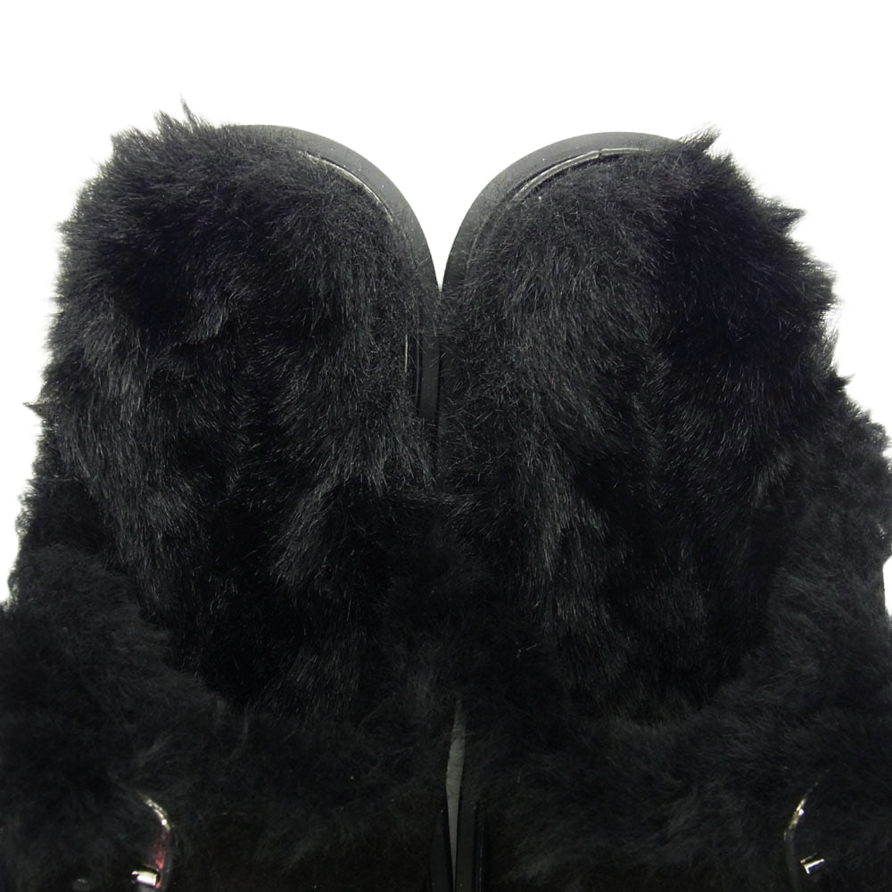 モヒ ムートン ベルト ファー サンダル ブラック系 38【極上美品】【中古】
