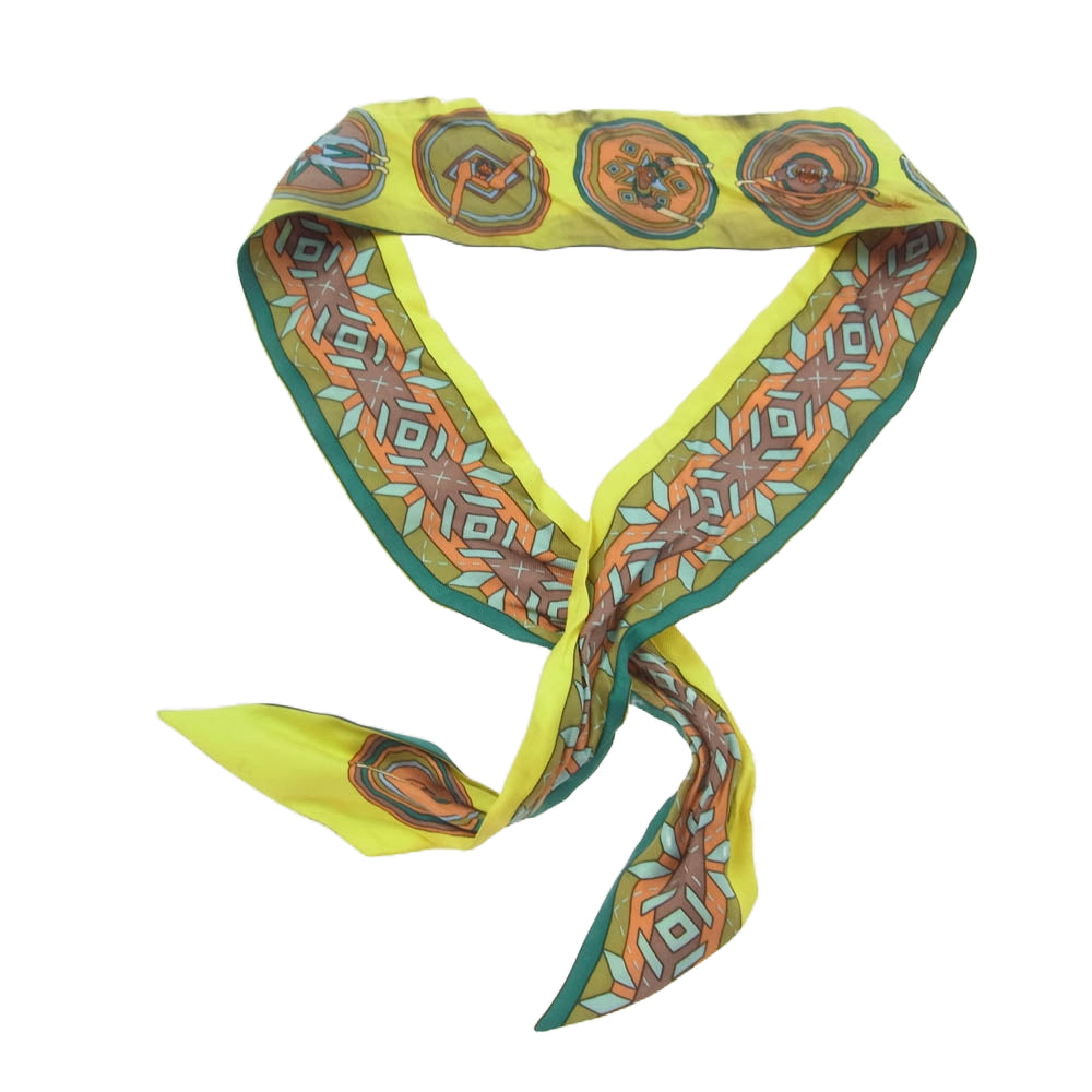 HERMES エルメス シルク スカーフ バッグ スカーフ ツイリー バレリーナ イエロー系【中古】