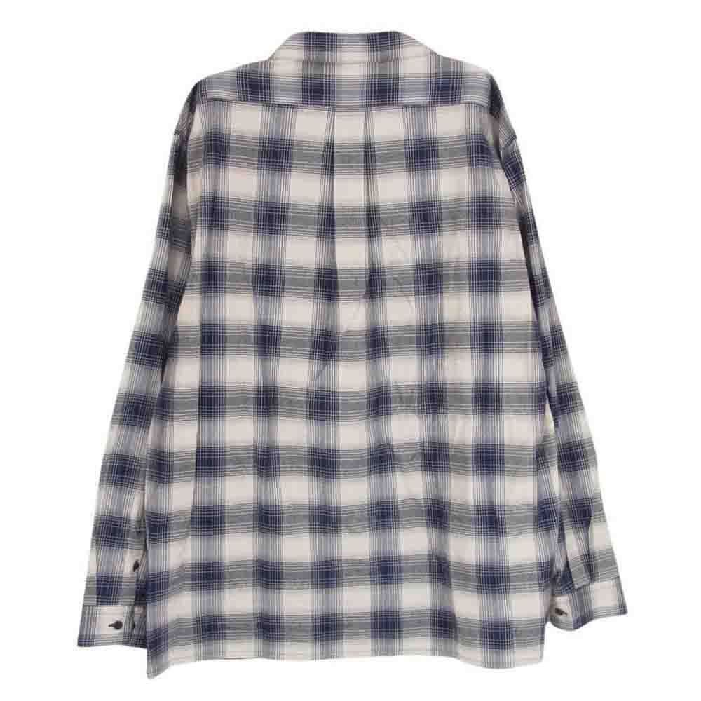 SUGARHILL シュガーヒル 24SS 2441000501 YAK OMBRE PLAID OPEN COLLAR BROUSE オンブレチェック 長袖 開襟 シャツ ネイビー系 3【美品】【中古】