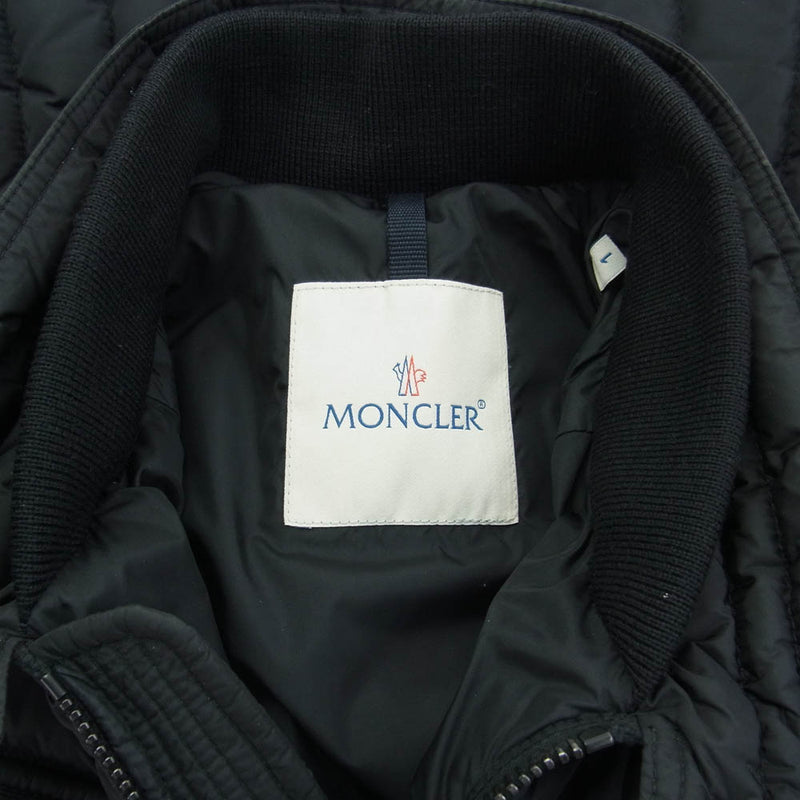 MONCLER モンクレール 国内正規品 420914180285 BAHR 肩ラムレザー切替 バイカー キルティング ダウン ジャケット ブラック系 1【中古】