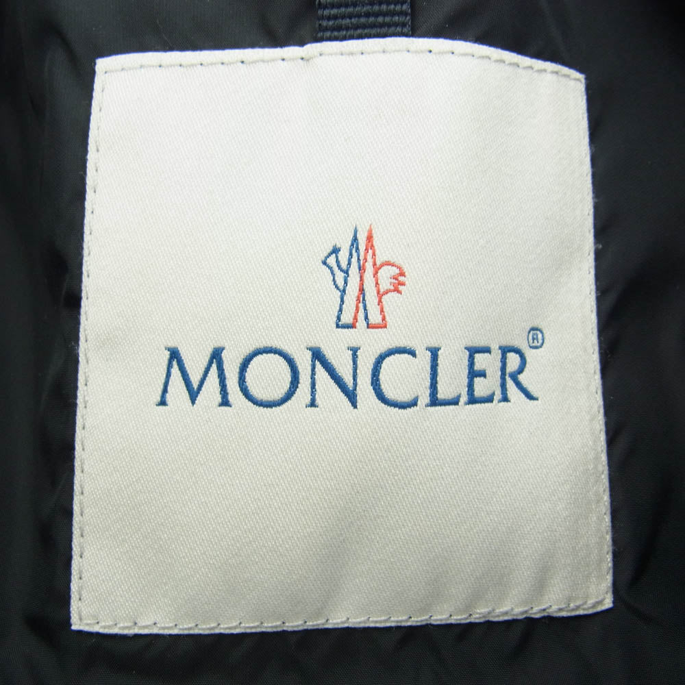 MONCLER モンクレール 国内正規品 420914180285 BAHR 肩ラムレザー切替 バイカー キルティング ダウン ジャケット ブラック系 1【中古】