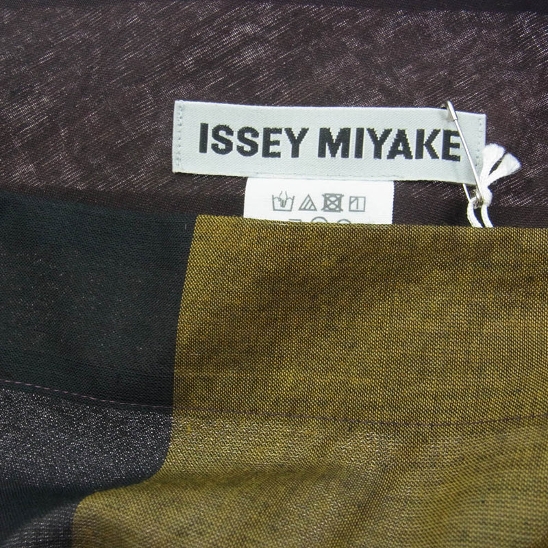 ISSEY MIYAKE イッセイミヤケ IM43-FJ057 ENCLOTHE PLAID デザイン 半袖 ワンピース ブラウン系 グリーン系 2【美品】【中古】