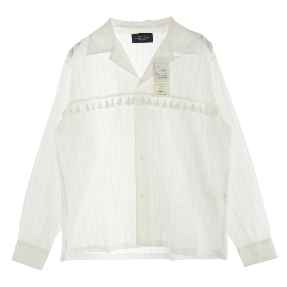UNUSED アンユーズド 24SS US2438-C001S2 Long sleeve fringe shirt フリンジ オープンカラー 長袖 シャツ ホワイト系 2【極上美品】【中古】