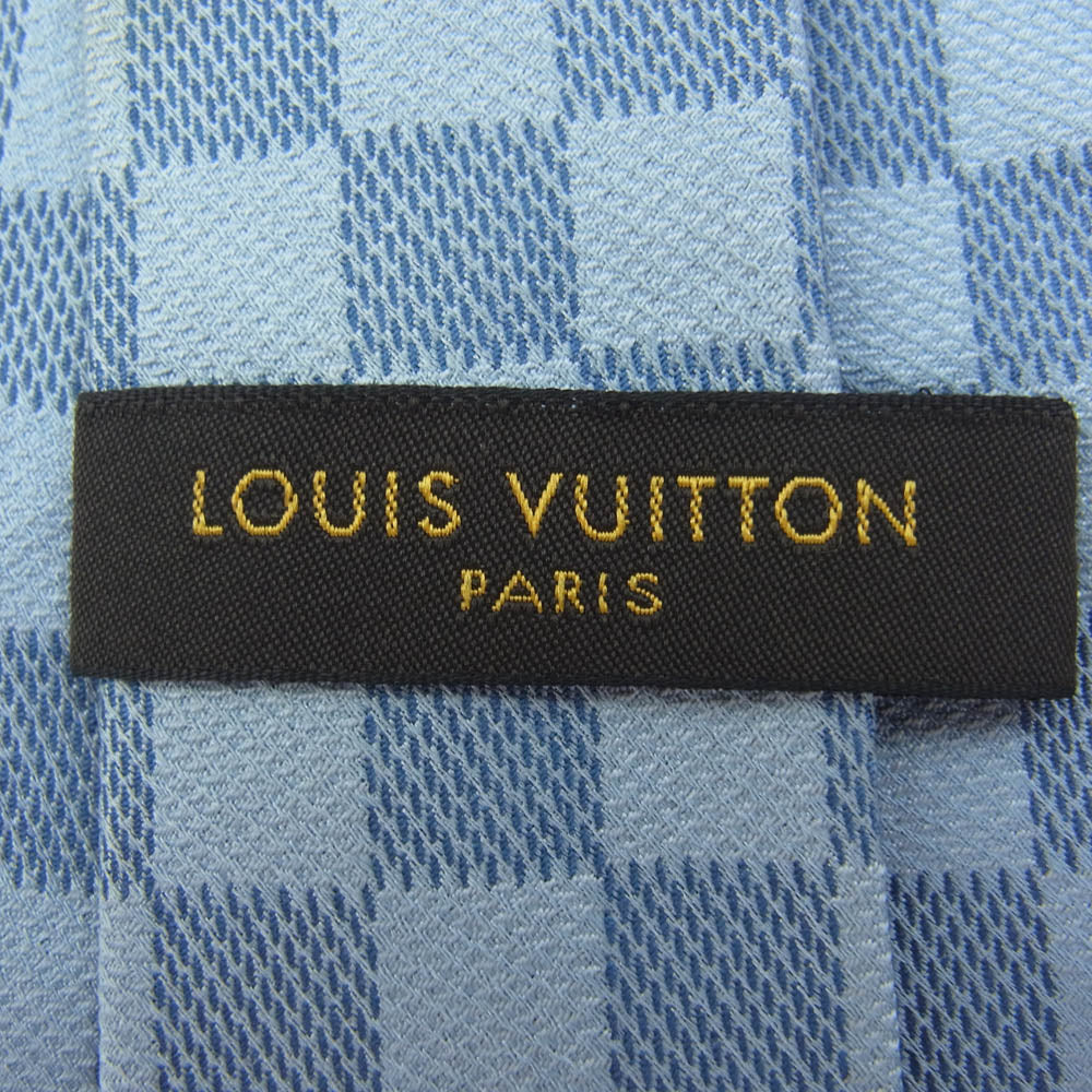 LOUIS VUITTON ルイ・ヴィトン イタリア製 ダミエ  シルク ネクタイ ブルー系【中古】