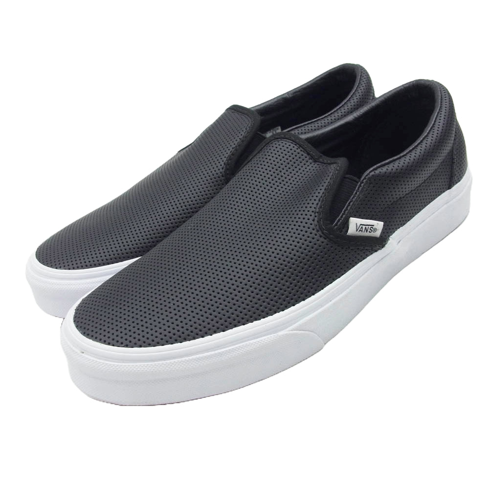 VANS バンズ CLASSIC SLIP-ON パンチングレザー スリッポン スニーカー ブラック系 26cm【中古】