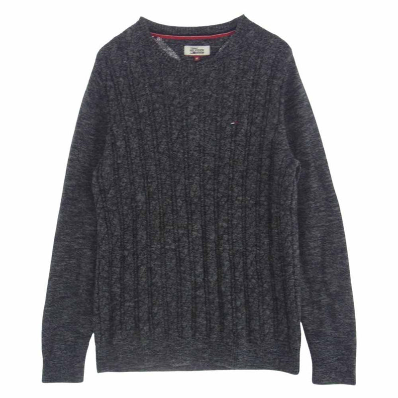 TOMMY HILFIGER トミーヒルフィガー DENIM 編み込み ローゲージ ニット グレー グレー系 M【中古】