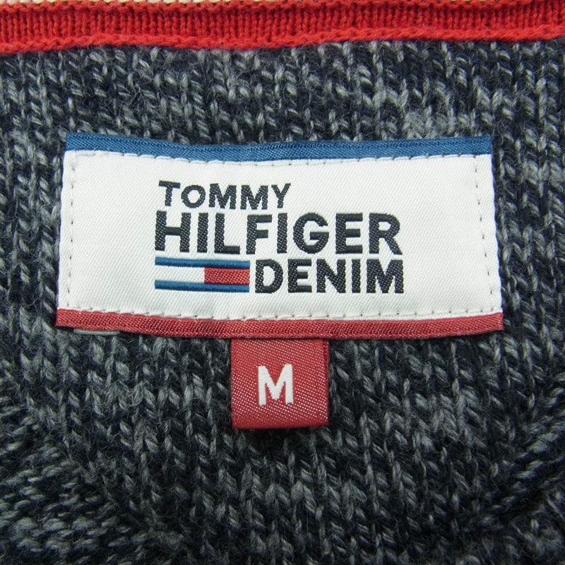 TOMMY HILFIGER トミーヒルフィガー DENIM 編み込み ローゲージ ニット グレー グレー系 M【中古】