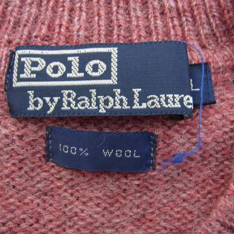 POLO RALPH LAUREN ポロ・ラルフローレン ウール ワンポイント ローゲージ ニット ピンク ピンク系 L【中古】