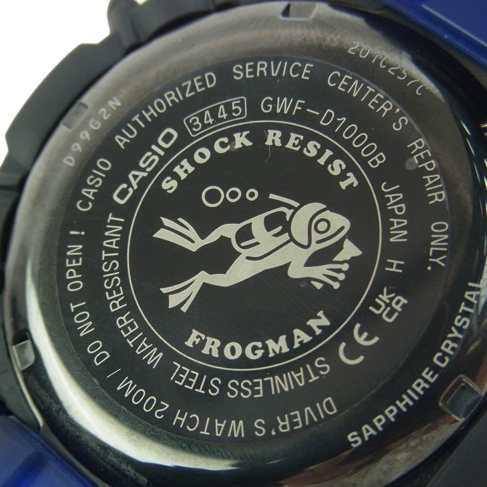 CASIO G-SHOCK カシオ ジーショック GWF-D1000B-1JF MASTER OF G FROGMAN フロッグマン ダイバーズウォッチ 電波ソーラー ISO200M防水 腕時計 ブラック系【中古】