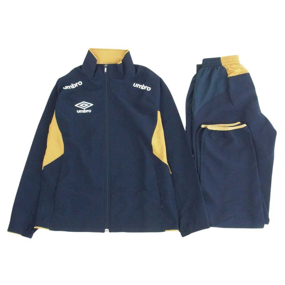 アンブロ UCS4445B/UCS4445P ロゴ刺繍 ジャージ セットアップ トラックジャケット トラックパンツ ネイビー系 L【中古】