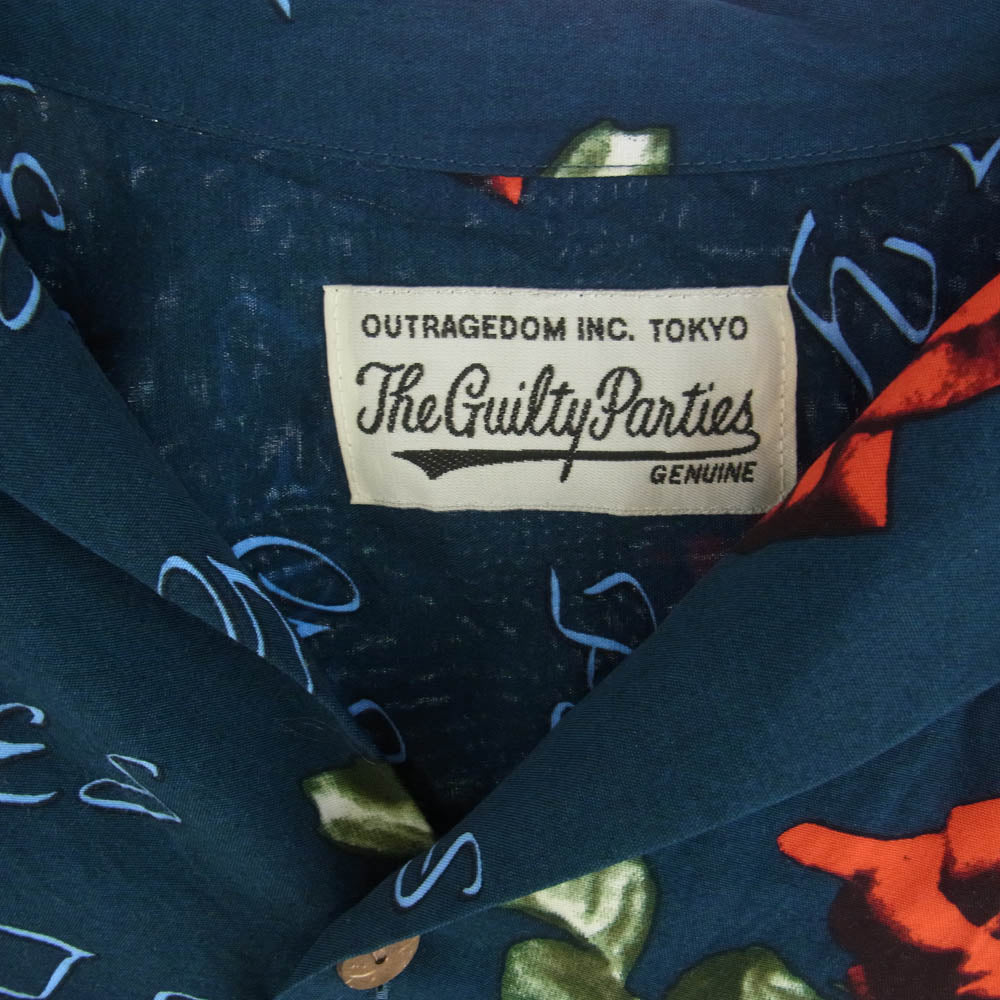 WACKO MARIA ワコマリア 22SS 22SS-WMS-HI04 HAWAIIAN SHIRT S/S TYPE-4 ハワイアン アロハ シャツ 半袖 シャツ モスグリーン系 XL【中古】
