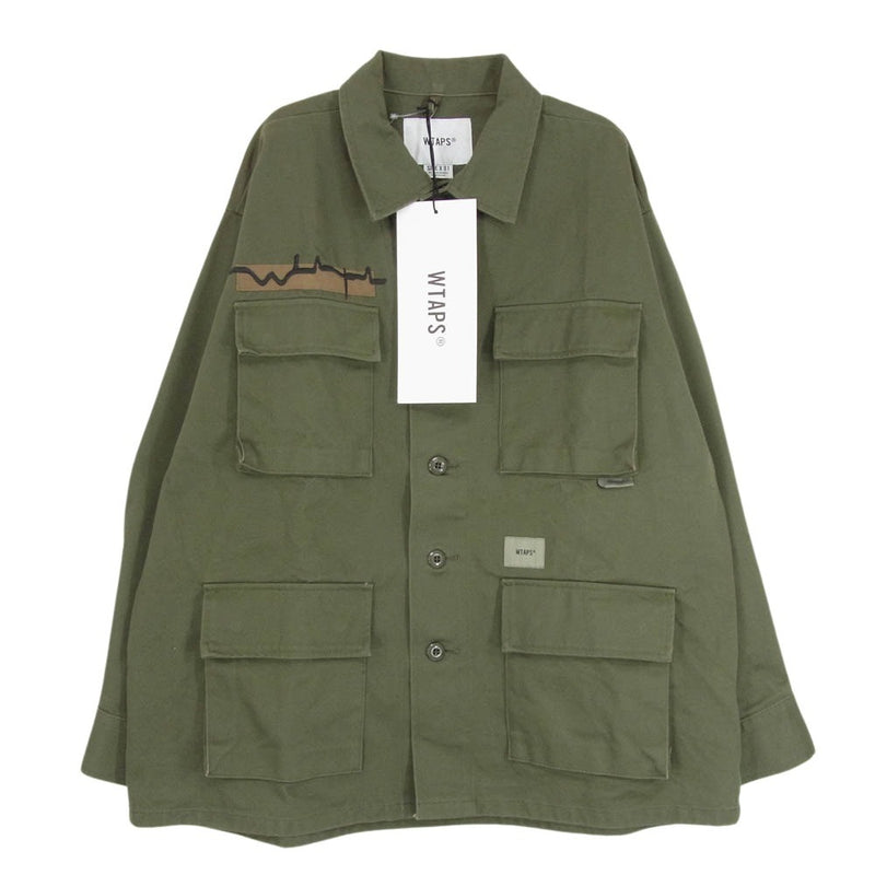 WTAPS ダブルタップス 21AW 212WVDT-SHM02 JUNGLE 01/LS/COTTON.TWILL ジャングル コットン ツイル ミリタリー ジャケット カーキ系 x01 【中古】