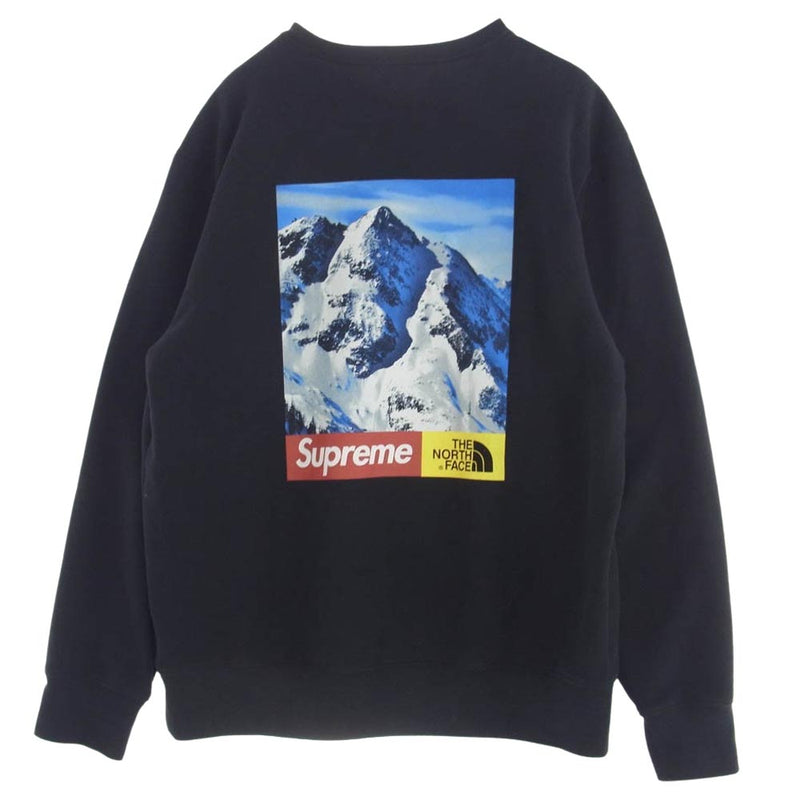 Supreme シュプリーム 17AW × THE NORTH FACE ノースフェイス Mountain Crewneck Sweatshirt マウンテンプリントクルーネック スウェット ブラック系 L【中古】