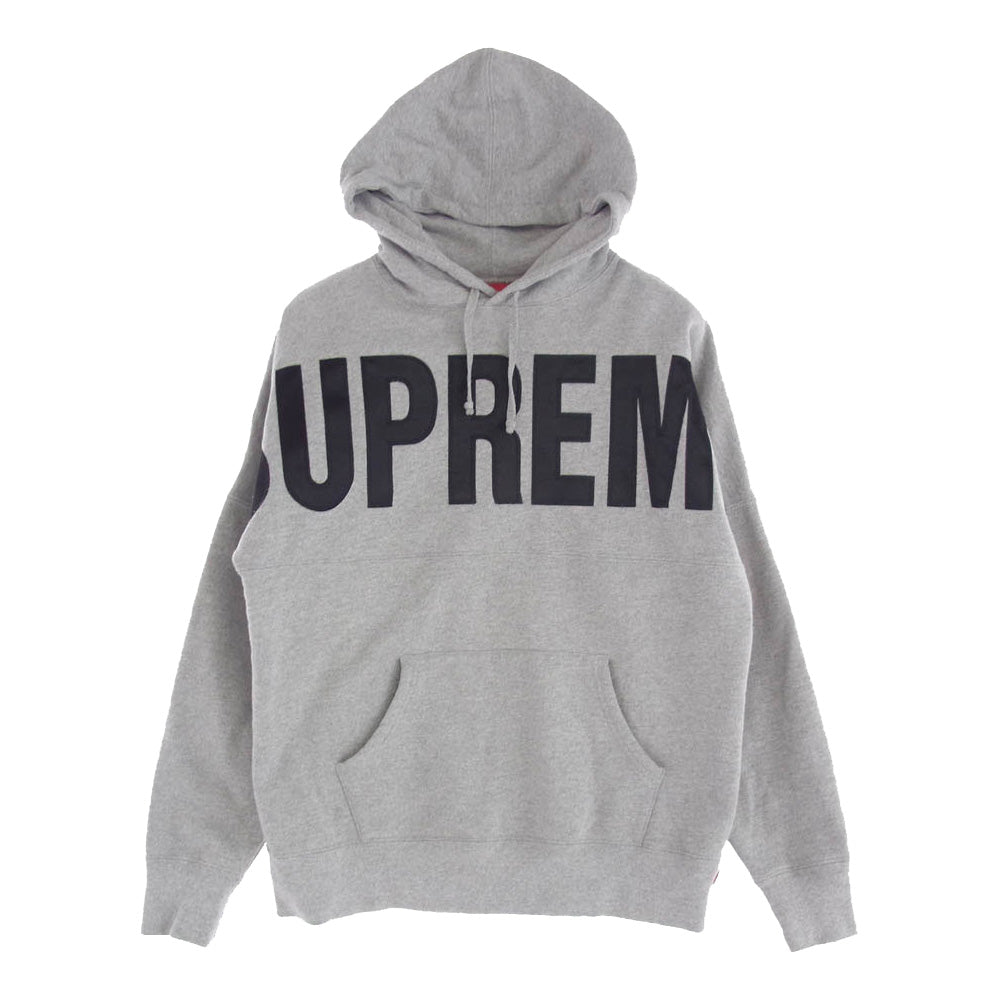 Supreme シュプリーム 14AW BANNER PULLOVER バナー プルオーバー フーディー パーカー グレー系 M【中古】