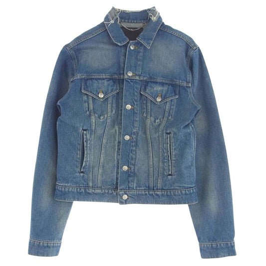 BALENCIAGA バレンシアガ 487342 TSB06 Campaign Logo Denim Jacket キャンペーンロゴ クラッシュ デニム ジャケット インディゴブルー系 48【中古】