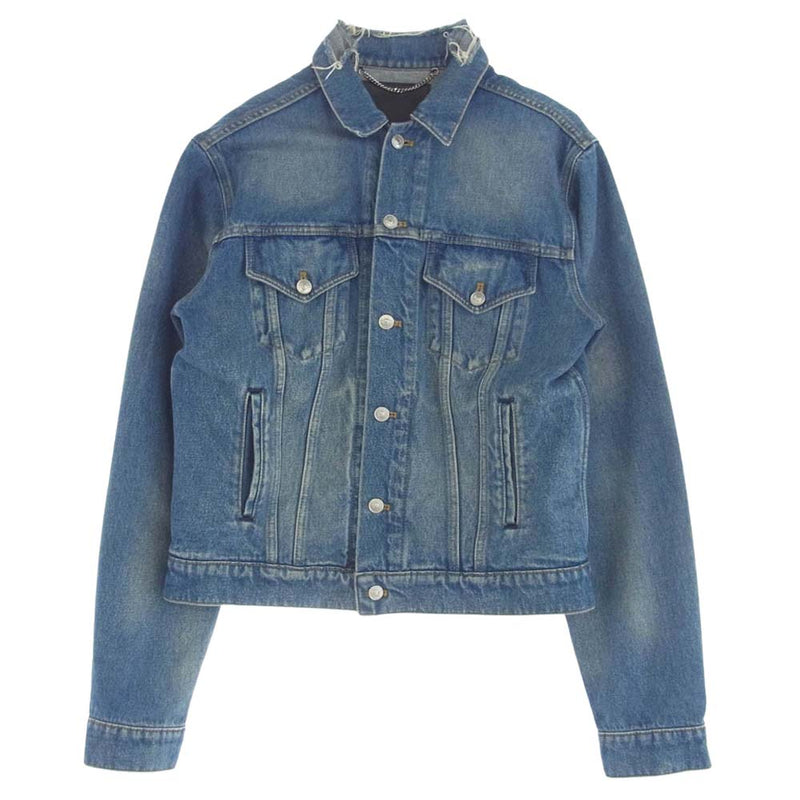 BALENCIAGA バレンシアガ 487342 TSB06 Campaign Logo Denim Jacket  キャンペーンロゴ クラッシュ デニム ジャケット インディゴブルー系 48【中古】