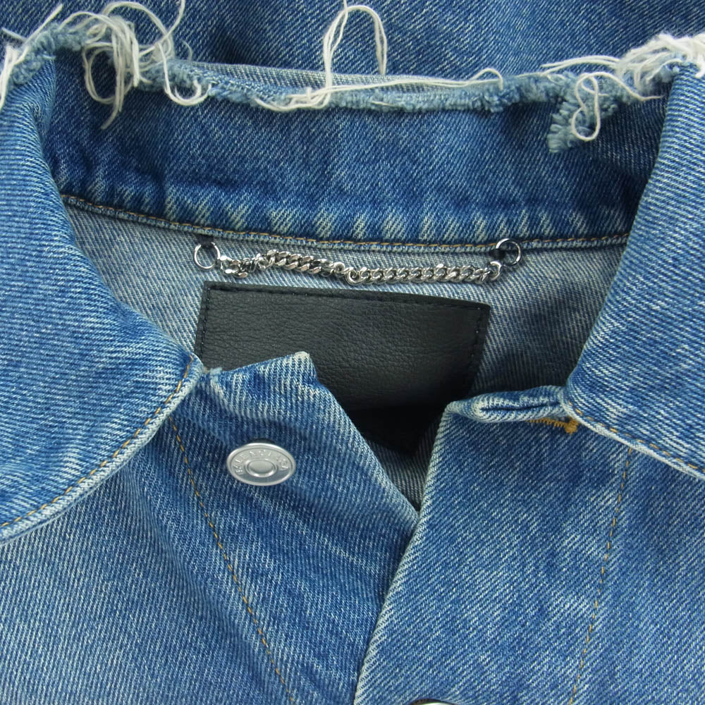 BALENCIAGA バレンシアガ 487342 TSB06 Campaign Logo Denim Jacket キャンペーンロゴ クラッシュ デニム ジャケット インディゴブルー系 48【中古】