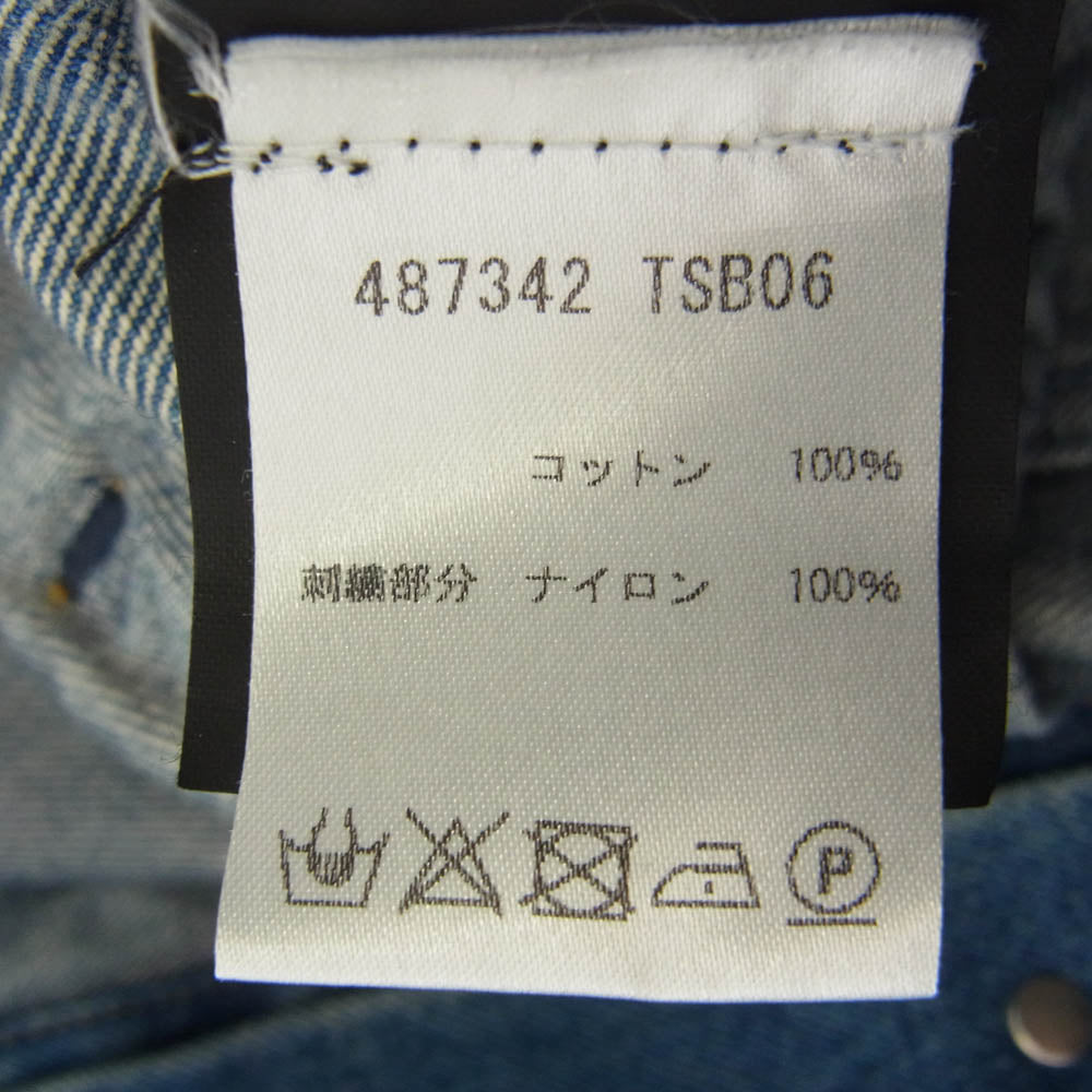 BALENCIAGA バレンシアガ 487342 TSB06 Campaign Logo Denim Jacket キャンペーンロゴ クラッシュ デニム ジャケット インディゴブルー系 48【中古】