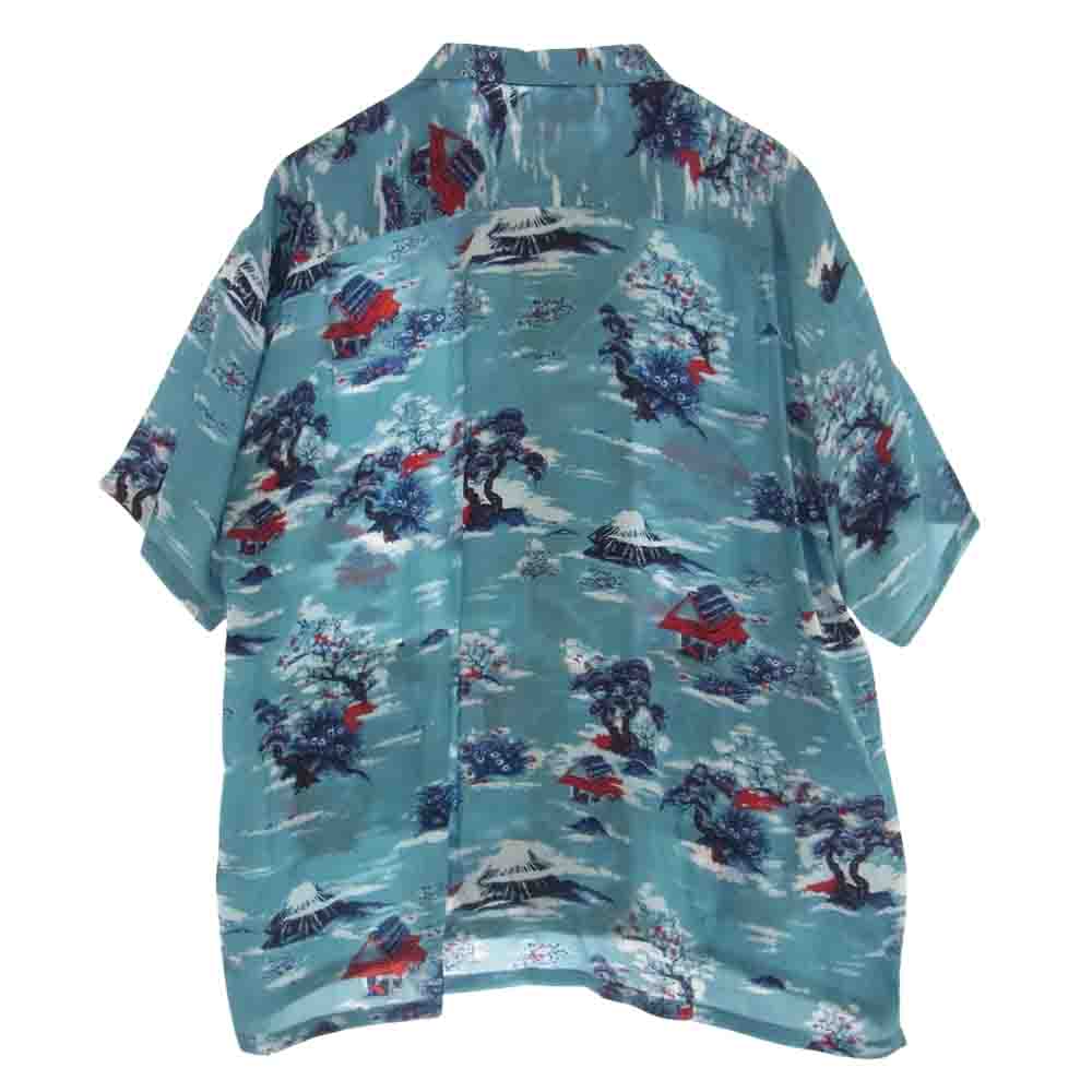 ダイリク 24SS S-9 MY HERO マイヒーロー期 Cliff Aloha Shirt フラッシャーワッペン付属 オリジナルキュプラ アロハシャツ 半袖 シャツ ライトブルー系 L【新古品】【未使用】【中古】