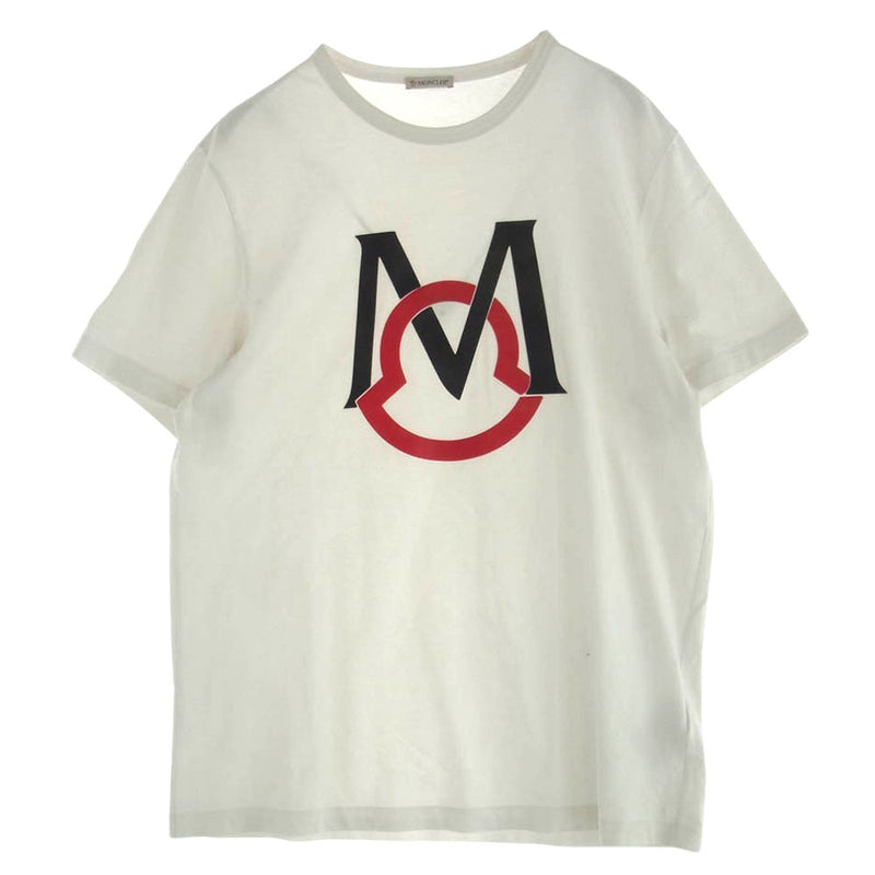 MONCLER モンクレール G10918C7E120 国内正規品 MAGLIA T-SHIRT マグリア ロゴ 半袖 Tシャツ ホワイト系 L【中古】