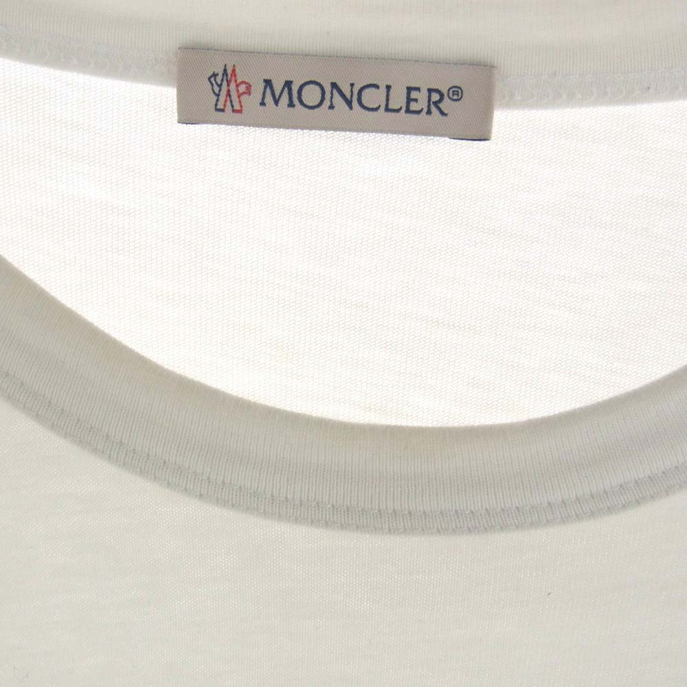 MONCLER モンクレール G10918C7E120 国内正規品 MAGLIA T-SHIRT マグリア ロゴ 半袖 Tシャツ ホワイト系 L【中古】