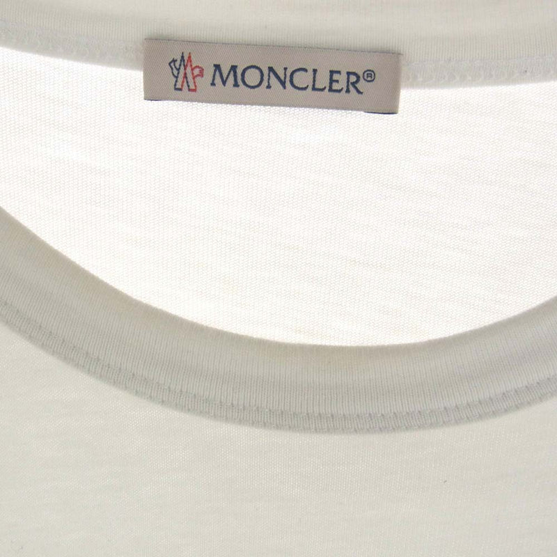 MONCLER モンクレール G10918C7E120 国内正規品 MAGLIA T-SHIRT マグリア ロゴ 半袖 Tシャツ ホワイト系 L【中古】