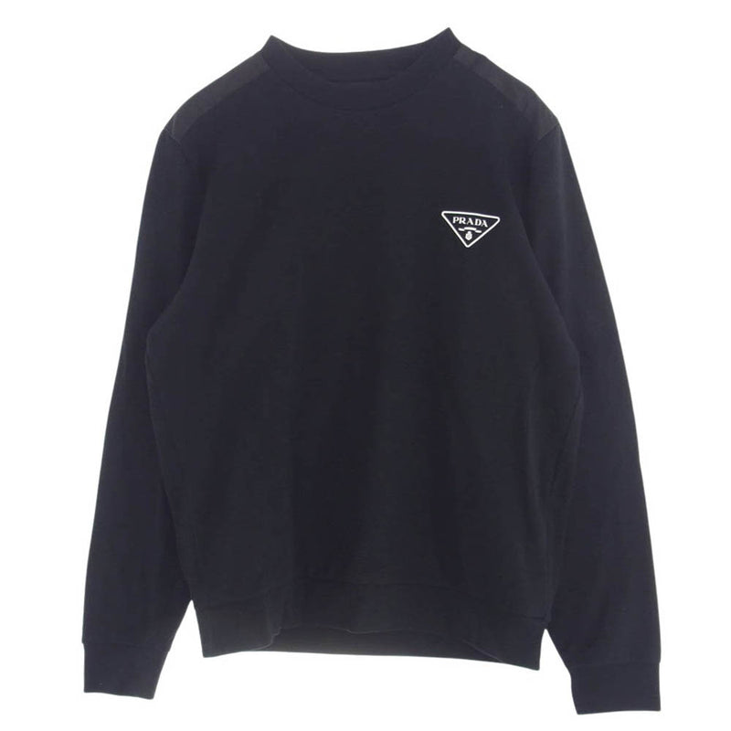 PRADA プラダ 24AW UJL21A R232 1U77 Triangle Logo Sweatshirts トライアングル ロゴ プリント クルーネックス ウェット トレーナー ブラック系 XL【中古】