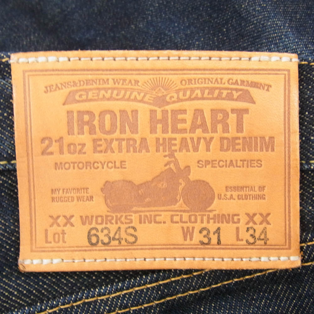IRON HEART アイアンハート 634S 21oz セルビッチ デニム パンツ ヘビーオンス ジーンズ インディゴブルー系 31【中古】