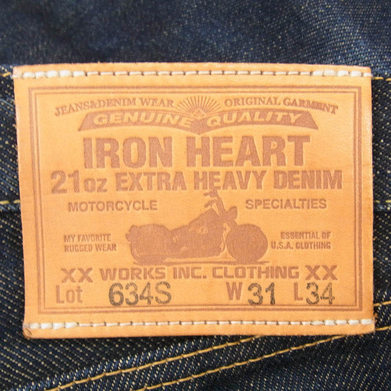 IRON HEART アイアンハート 634S 21oz セルビッチ デニム パンツ ヘビーオンス ジーンズ インディゴブルー系 31【中古】