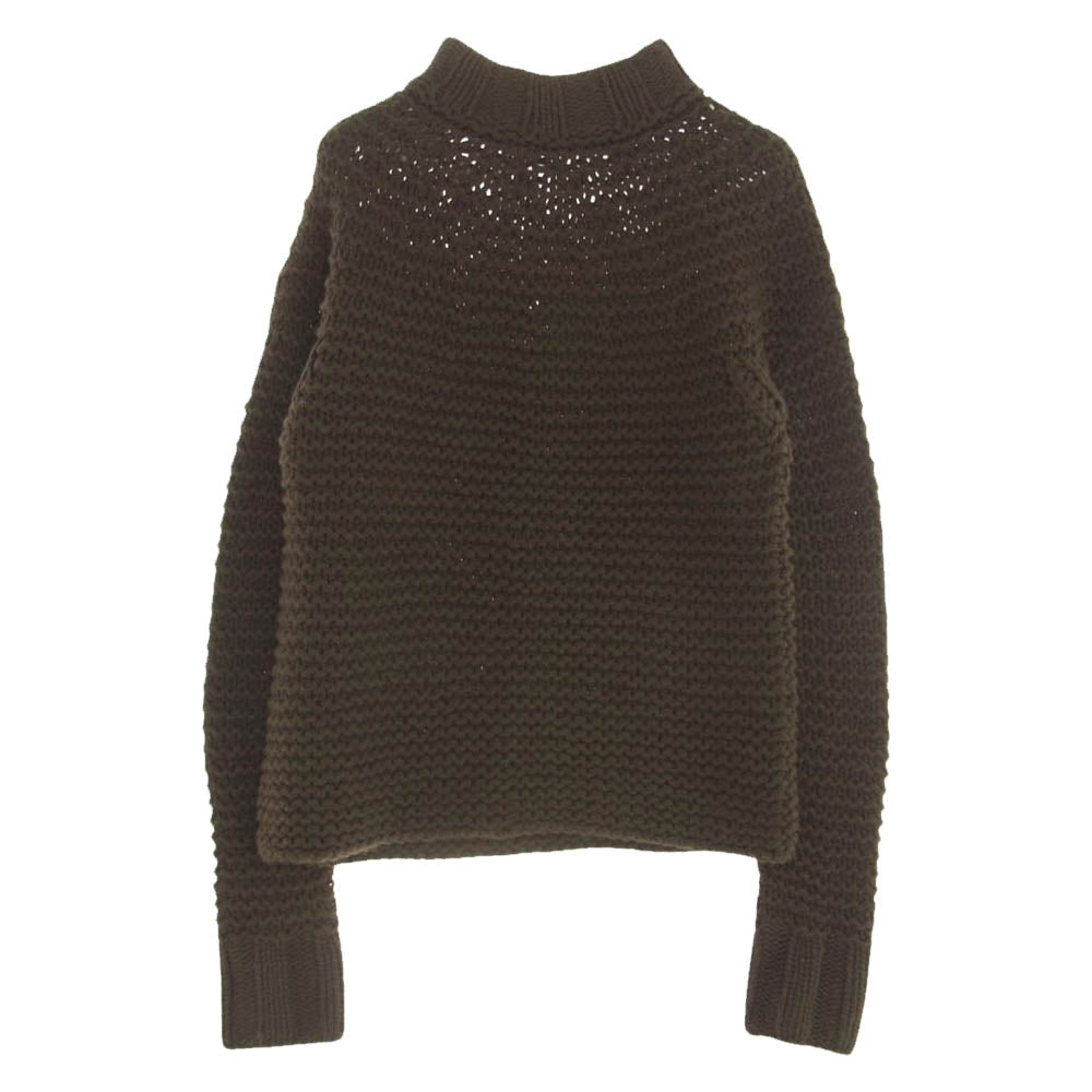DRIES VAN NOTEN ドリスヴァンノッテン 3651-6005 ライカ期 カシミヤ100％ カシミア ハイネック ローゲージ編み ニット セーター プルオーバー カーキ系 M【中古】