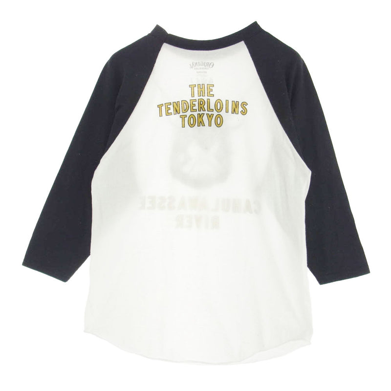 TENDERLOIN テンダーロイン T-RAGLAN 3/4 CAHULAWASSEE RIVER プリント ラグラン 7分丈 Tシャツ ブラック系 ホワイト系 M【中古】