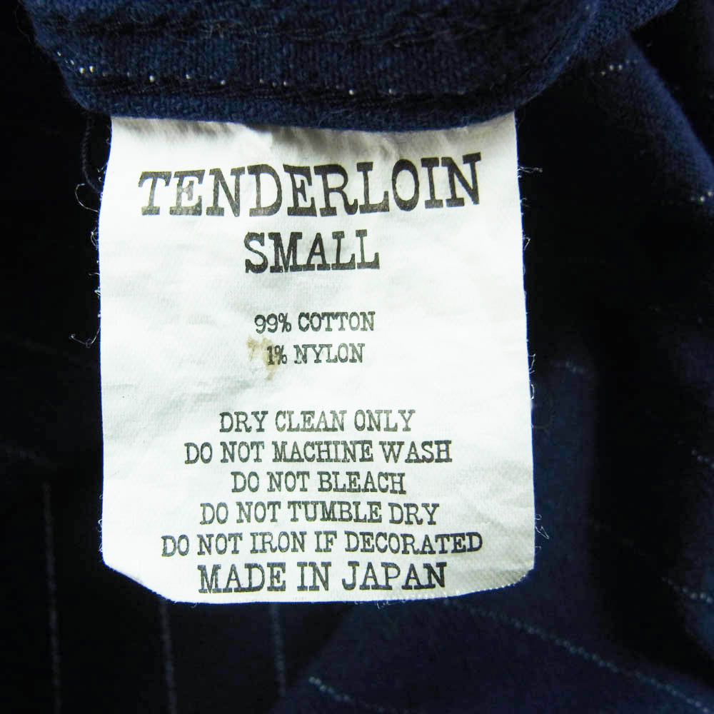 TENDERLOIN テンダーロイン T-G.S SHT SO ストライプ ワッペン インディゴ 長袖 シャツ インディゴブルー系 S【中古】