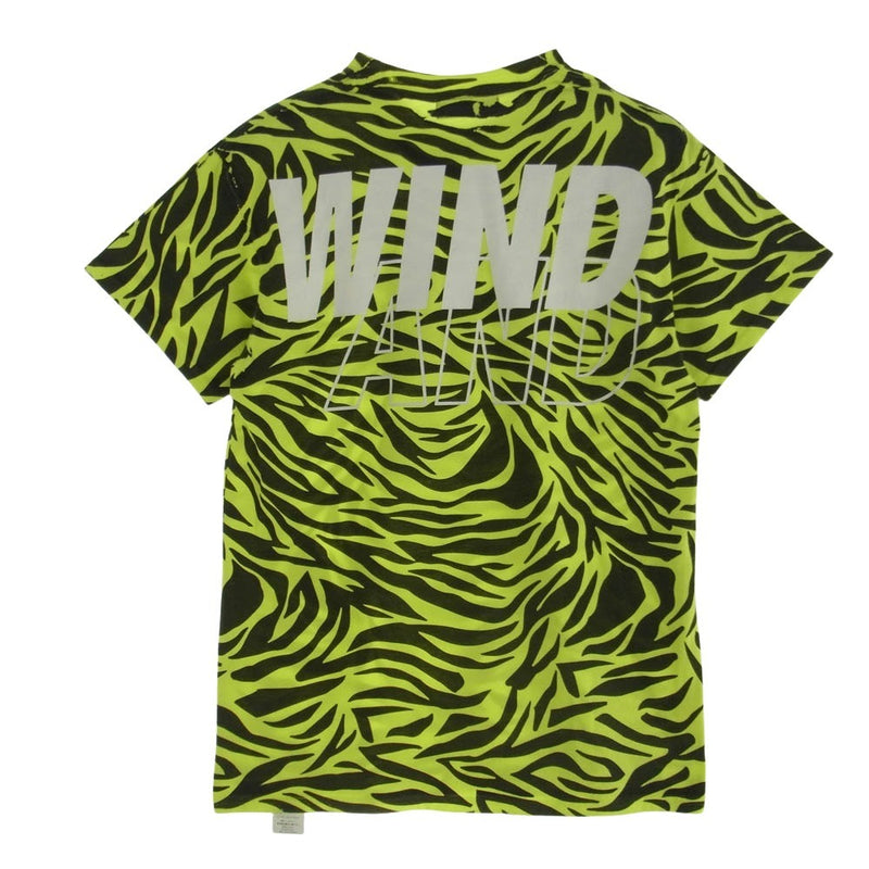 WIND AND SEA ウィンダンシー ロゴ プリント ゼブラ柄 Tシャツ 半袖 イエロー × ブラック イエロー系 ブラック系 M【中古】