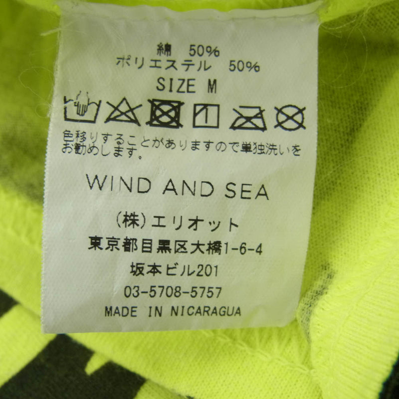 WIND AND SEA ウィンダンシー ロゴ プリント ゼブラ柄 Tシャツ 半袖 イエロー × ブラック イエロー系 ブラック系 M【中古】