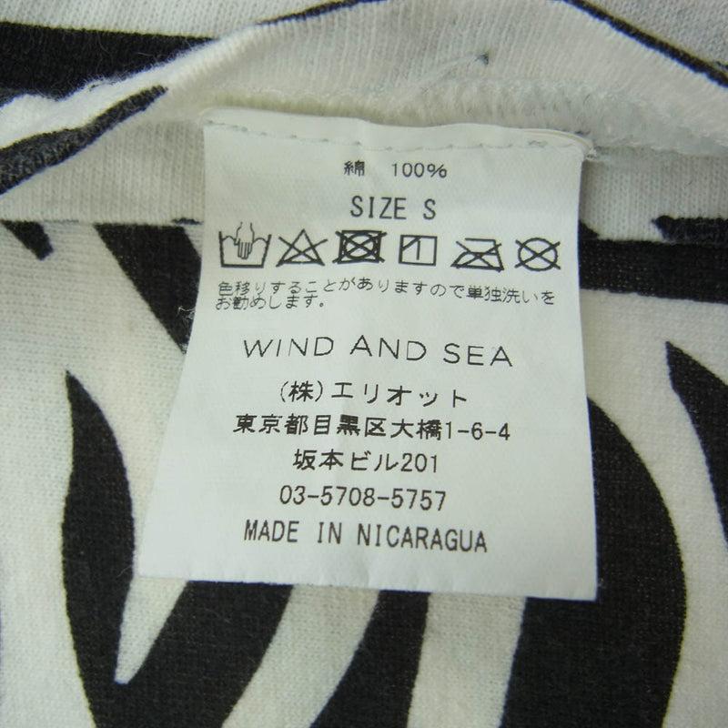 WIND AND SEA ウィンダンシー ロゴ プリント ゼブラ柄 Tシャツ 半袖 ホワイト × ブラック ブラック系 ホワイト系 S【中古】