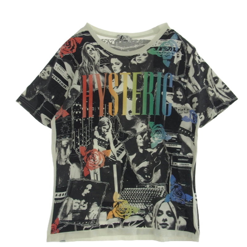 HYSTERIC GLAMOUR ヒステリックグラマー 0263CT11 ヒスガール バラ プリント 総柄 Ｔシャツ 半袖 ホワイト系 M【中古】