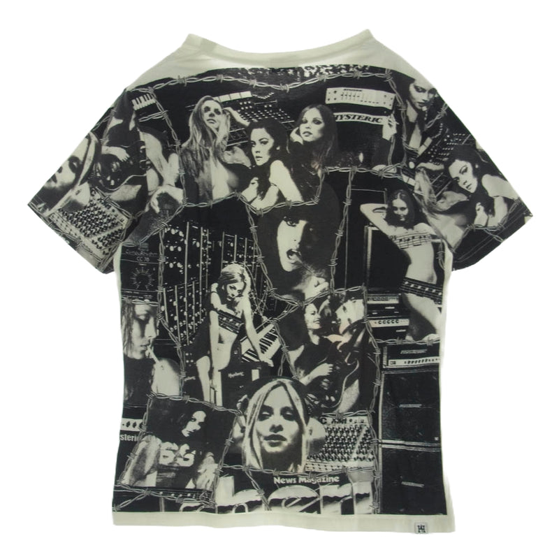 HYSTERIC GLAMOUR ヒステリックグラマー 0263CT11 ヒスガール バラ プリント 総柄 Ｔシャツ 半袖 ホワイト系 M【中古】