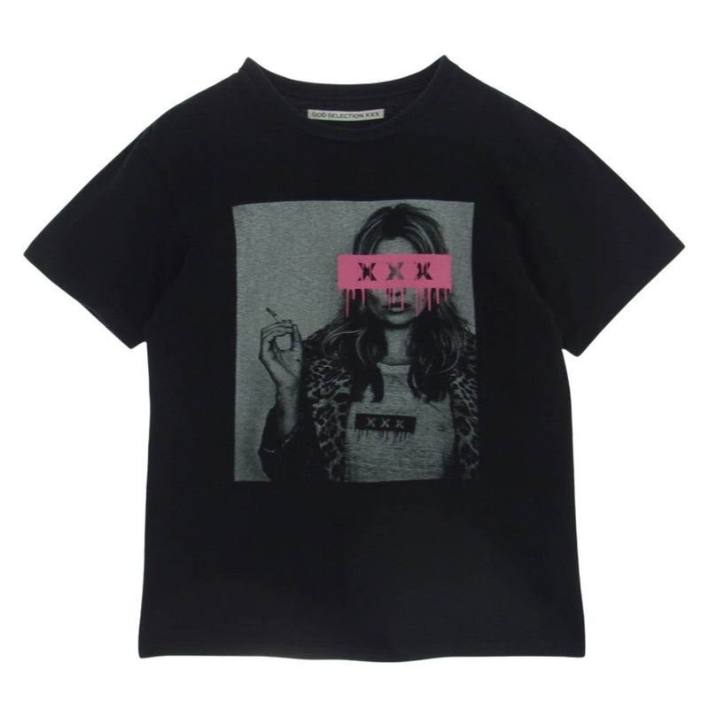 GOD SELECTION XXX ゴッドセレクション KATE MOSS Tee ケイトモス フォトプリント Ｔシャツ 半袖 ブラック ブラック系【中古】