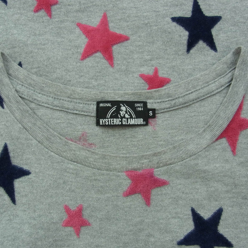 HYSTERIC GLAMOUR ヒステリックグラマー 02182CT17 STAR WOMAN ジャカード 総柄 Ｔシャツ 半袖 グレー系 S【中古】