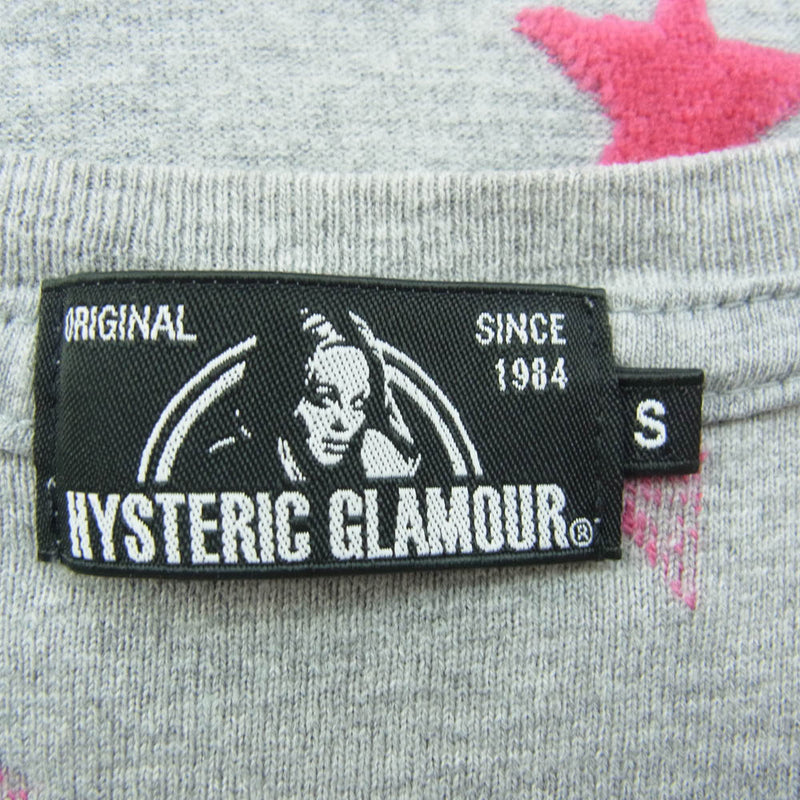 HYSTERIC GLAMOUR ヒステリックグラマー 02182CT17 STAR WOMAN ジャカード 総柄 Ｔシャツ 半袖 グレー系 S【中古】