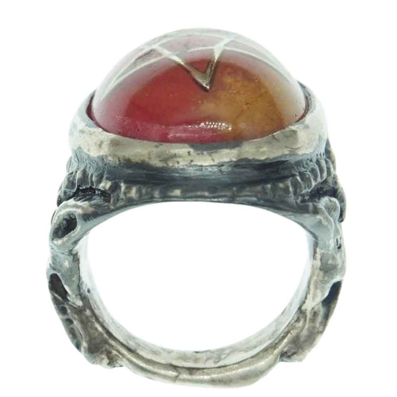 ALEX STREETER アレックスストリーター ANGEL HEART RING エンジェルハート リング イエロー×レッド? シルバー系 11号【中古】