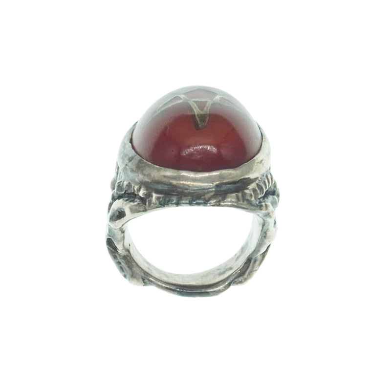 ALEX STREETER アレックスストリーター ANGEL HEART RING エンジェルハート リング 朱色 シルバー系 エンジ系 約9号【中古】